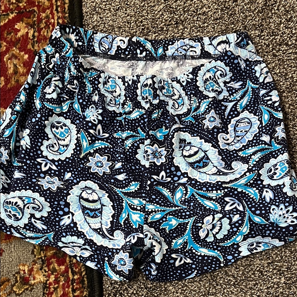 Vera Bradley Navy and Aqua Paisley Athletic Shorts